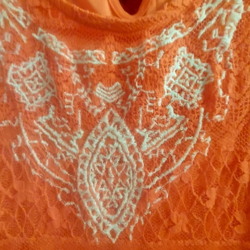 Xhilaration Girls Coral & Turquoise Maxi Dress with keyhole in back Size 10